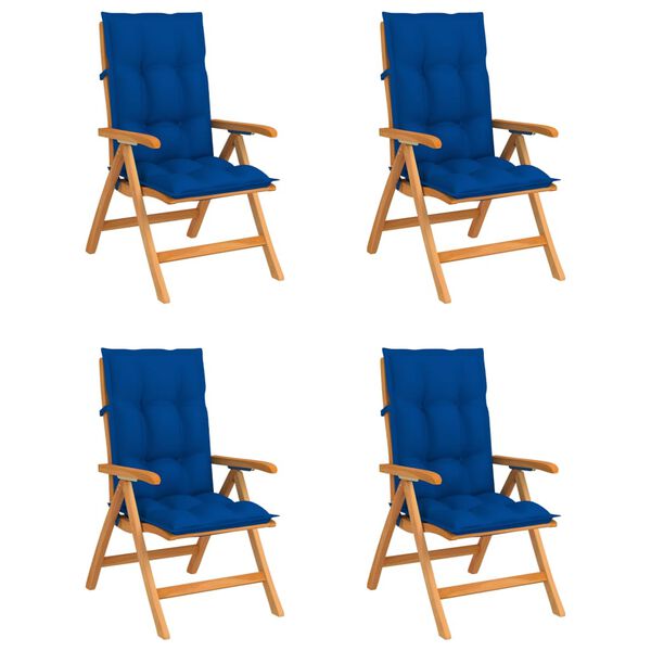 vidaXL Atlo&scaron;iamos sodo kėdės su pagalvėlėmis, 4vnt., tikmedžio masyvas