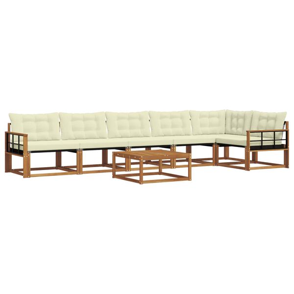 vidaXL Lauko sofos komplektas su pagalve 7 pcs Natūralus ir grietinėlė