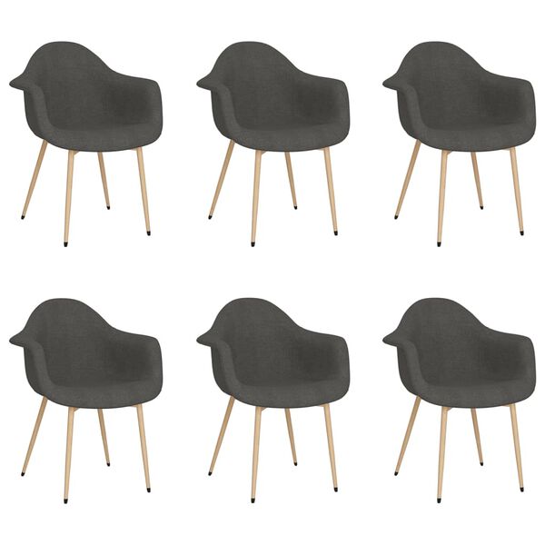 vidaXL Valgomojo kėdės, 6vnt., tamsiai pilkos, audinys