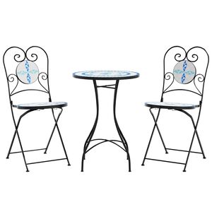vidaXL Mozaikinis bistro komplektas, mėlynas/baltas, geležis/keramika