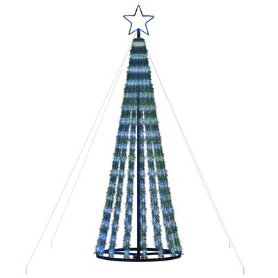 vidaXL Šviečianti Kalėdų eglutė, 180cm, 275 mėlynos LED, kūgio formos