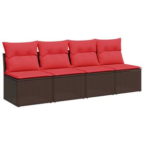 vidaXL Sodo sofa su pagalvėlėmis, 4 sėdimos vietos, ruda, polirotangas
