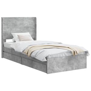 vidaXL Lovos rėmas su saugojimu ir nugara Betono pilka 90 x 190 cm