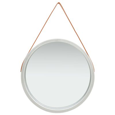 vidaXL Sieninis veidrodis su dirželiu, sidabrinės spalvos, 60cm