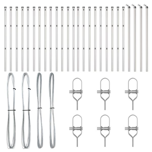 vidaXL Tvorelės stulpas Kita 26 pcs Pilka 3,2 x 3,2 x 100 cm Plienas