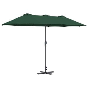 vidaXL Sodo skėtis 370 x 197 x 239 cm Poliesteris ir aliuminis Žalia