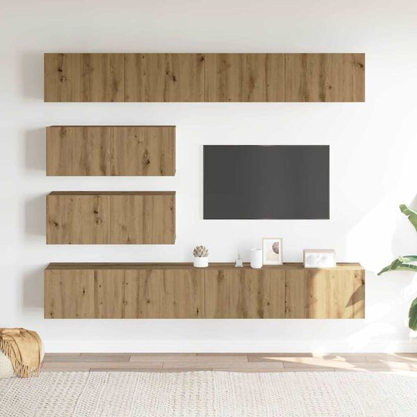 vidaXL 6 dalių sieninis televizoriaus spintelės komplektas Artisan Oak