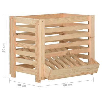 vidaXL Bulvių dėžė, 60x40x50cm, pušies medienos masyvas