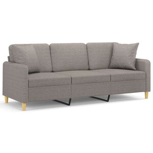 vidaXL Trivietė sofa su pagalvėlėmis, taupe spalvos, 180cm, audinys