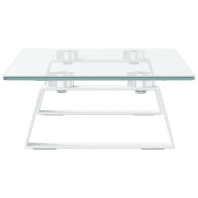 vidaXL Monitoriaus stovas, baltas, 40x20x8cm, stiklas ir metalas