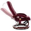 vidaXL Atlo&scaron;. masažinis krėslas su pakoja, raud. vyno sp., dirbt. oda