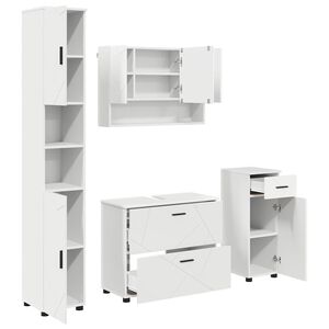 vidaXL Vonios baldų rinkinys 4 pcs Balta Inžinerinė mediena ir metalas