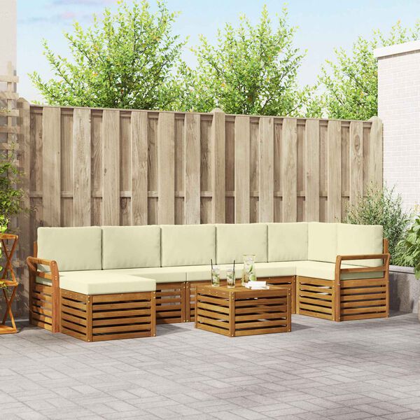 vidaXL Sekcijos sofų komplektas 8 pcs Natūralus ir grietinėlė
