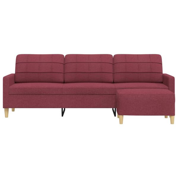 vidaXL Trivietė sofa su pakoja, raudonojo vyno spalvos, 210cm, audinys