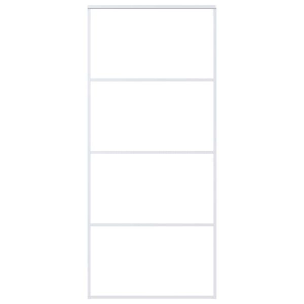 vidaXL Stumdomos durys, baltos, 90x205cm, ESG stiklas ir aliuminis