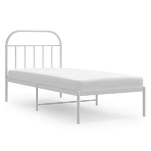 vidaXL Metalinis lovos rėmas su galvūgaliu, baltos spalvos, 90x200cm