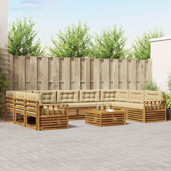 vidaXL Sofų komplektai su pagalve 10 pcs Natūralus ir bežinis