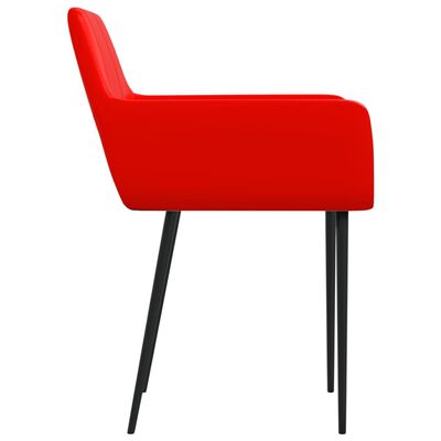 vidaXL Valgomojo kėdės, 6vnt., raudonos spalvos, dirbtinė oda