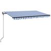 vidaXL Markizė su LED/vėjo jutikliu, mėlyna/balta, 300x250cm