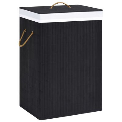 vidaXL Skalbinių krepšys su vienu skyriumi, juodos spalvos, bambukas