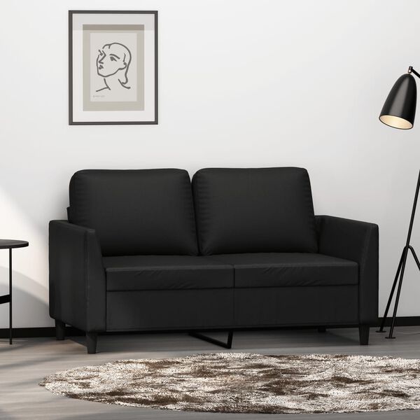 vidaXL Dvivietė sofa, juodos spalvos, 120cm, dirbtinė oda