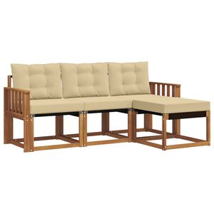 vidaXL Lauko sofos komplektas su pagalve 4 pcs Natūralus ir bežinis