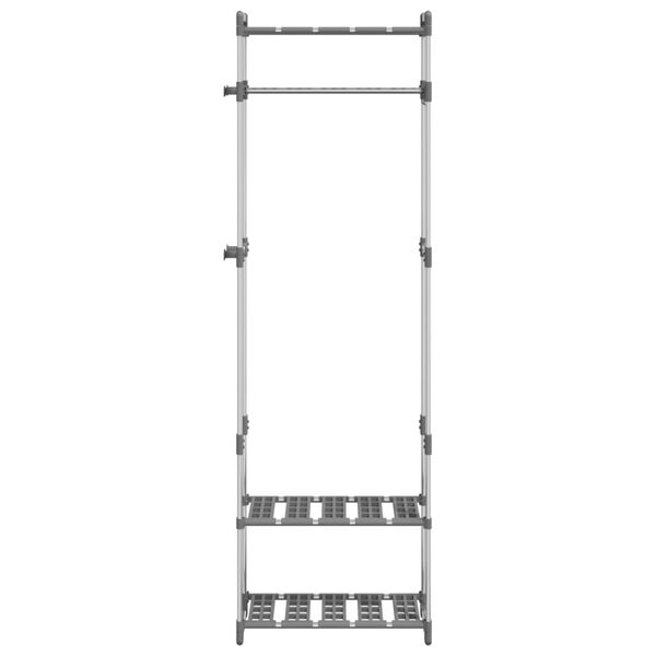 vidaXL Drabužių kabykla, 3 aukštų, sidabrinė, 59x29x192cm, aliuminis