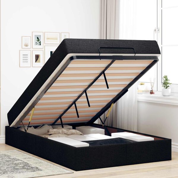 vidaXL Lovos rėmas su čiužiniu su čiužiniu 2 pcs Juoda audinys