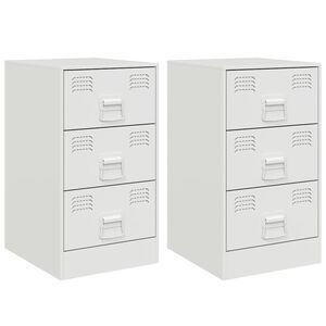 vidaXL Naktinės spintelės, 2vnt., baltos, 34,5x39x62cm, plienas