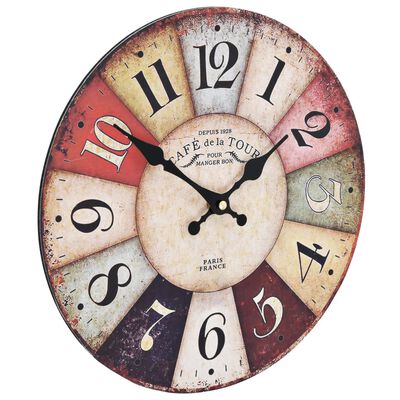 vidaXL Sieninis laikrodis, 30 cm, spalvotas, vintažinio dizaino