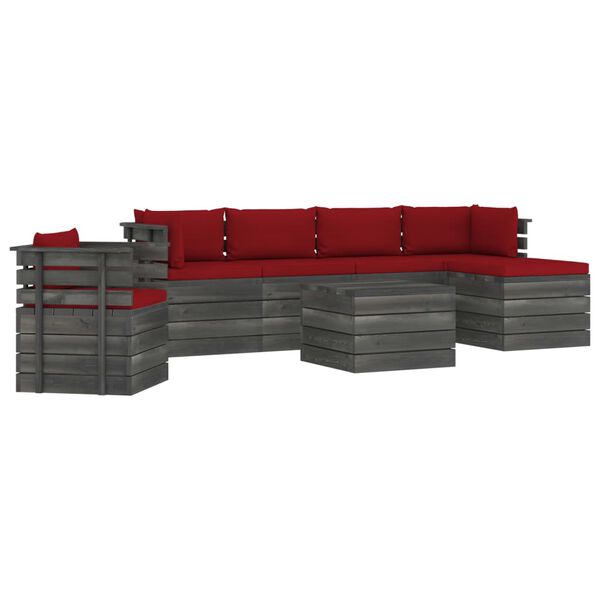 vidaXL Sodo komplektas i&scaron; palečių su pagalvėlėmis, 7 dalių, pu&scaron;is