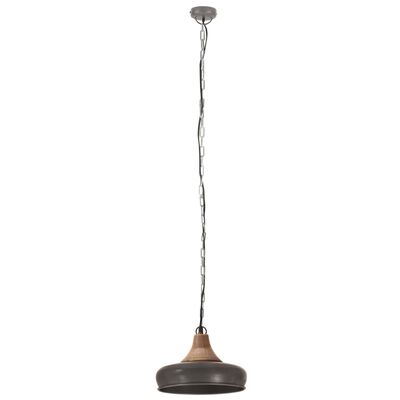 vidaXL Pakabinamas šviestuvas, pilkas, geležis ir mediena, 26cm, E27