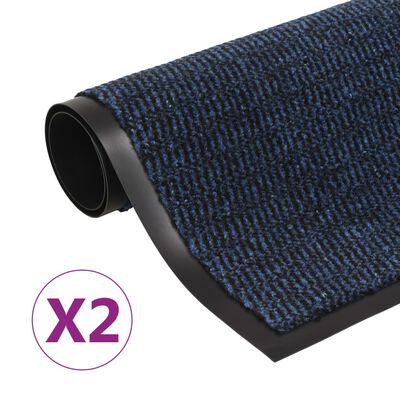 vidaXL Durų kilimėliai, 2vnt., mėlyni, 80x120cm, kvadratiniai