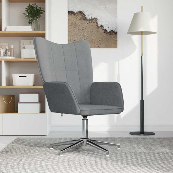 vidaXL Poilsio kėdė, &scaron;viesiai pilkos spalvos, audinys