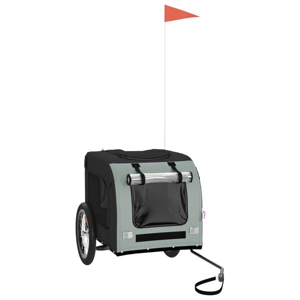 vidaXL Dviračio priekaba augintiniams, juoda/pilka, audinys/geležis