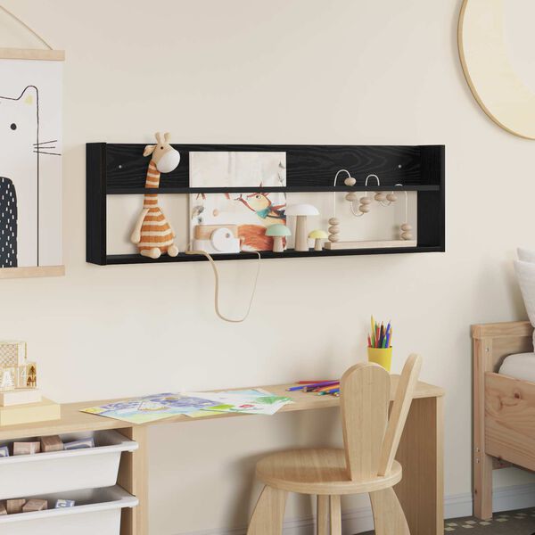 vidaXL Žurnalų stovas Juodas ąžuolas 100 x 12 x 30 cm Apdirbta mediena