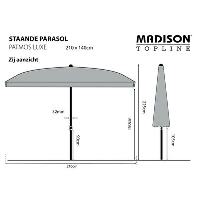 Madison Skėtis nuo saulės Patmos Luxe, taupe, 210x140cm, stačiakampis