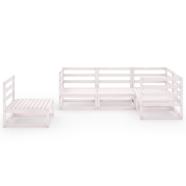 vidaXL Sodo poilsio baldų komplektas, 5 dalių, baltas, pu&scaron;ies masyvas