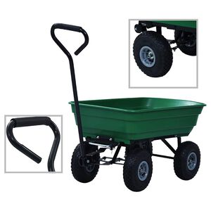 vidaXL Paverčiamas rankinis sodo vežimėlis, žalios spalvos, 300kg, 75l