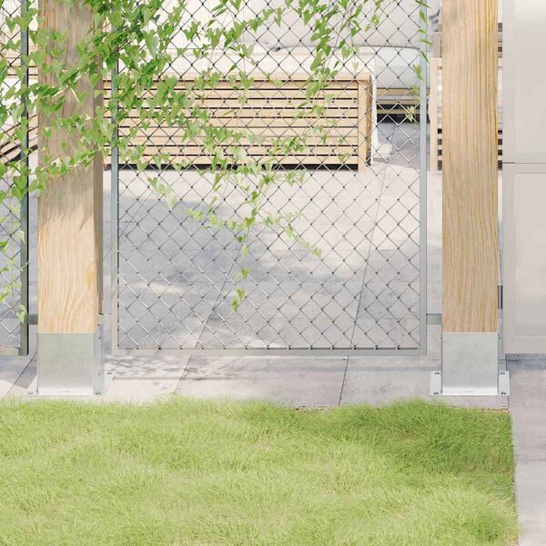 vidaXL Stulpų pagrindai kvadratiniai, 4vnt., sidabriniai, 141x141mm