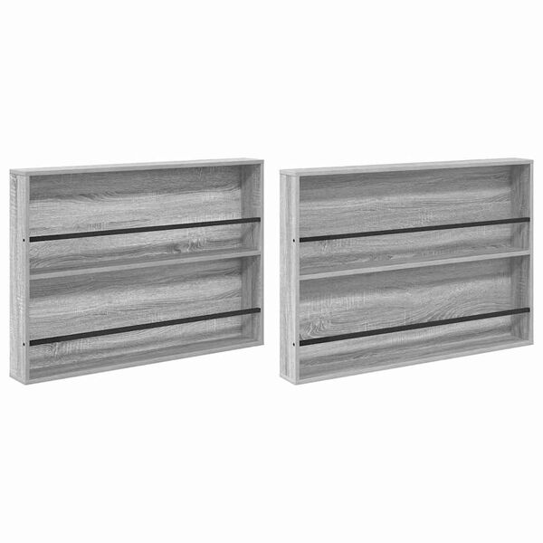vidaXL Žurnalų stovas su lentyna 2 pcs Pilkas Sonoma 100 x 12 x 70 cm