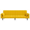 vidaXL Dvivietė sofa-lova su dvejomis pagalvėmis, geltona, aksomas