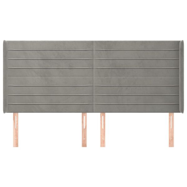 vidaXL Galvūgalis su auselėmis, pilkas, 203x16x118/128 cm, aksomas