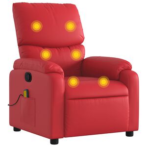 vidaXL Atlo&scaron;iamas masažinis krėslas, raudonos spalvos, dirbtinė oda