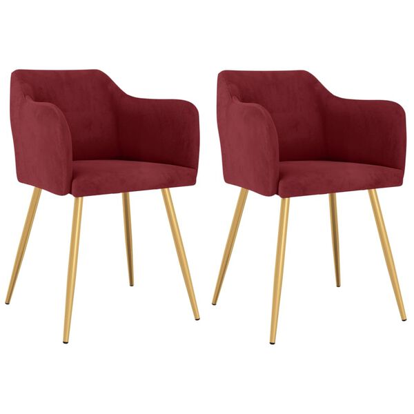 vidaXL Valgomojo kėdės, 2vnt., raudonojo vyno spalvos, aksomas