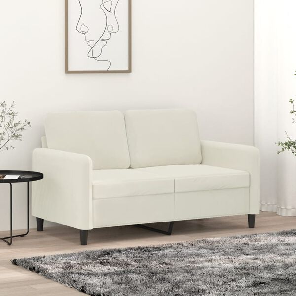 vidaXL Dvivietė sofa, kreminės spalvos, 120cm, aksomas