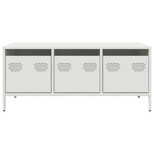 vidaXL kavos staliukas baltas 101,5x50x43,5cm &scaron;altai valcuotas plienas