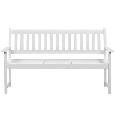 vidaXL Sodo suoliukas su pakeliamu staliuku, 158 cm, akacija, baltas