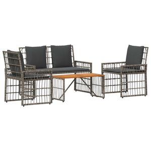 vidaXL Lauko baldų komplektas 4 pcs Juoda ir tamsiai pilka