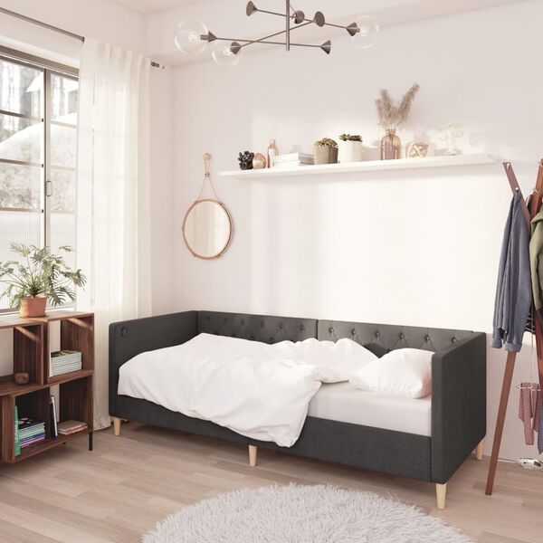 vidaXL Lova su čiužiniu ir USB i&scaron;vestimi, pilka, 90x200cm, audinys